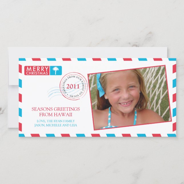 Tropical Airmail Holiday Greeting Card (Front)