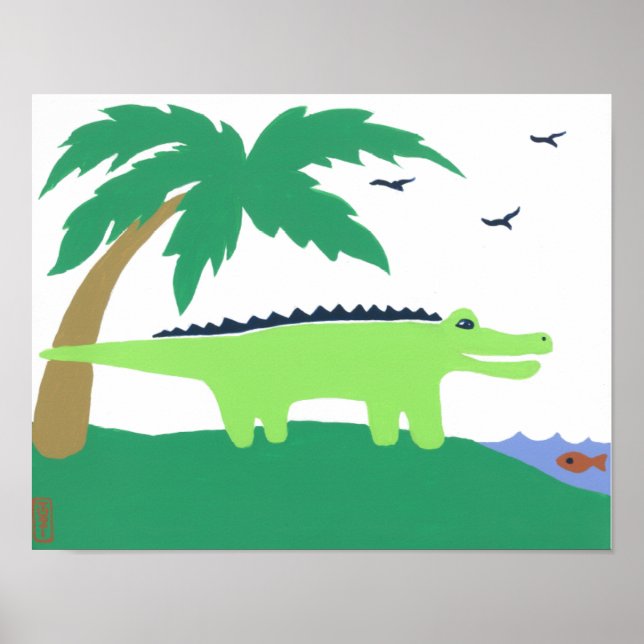 Tropical Alligator Art for Kids, Safari Sky Look Poster (Front)