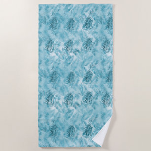 Tropical Aloha Aqua Blue Leaves Beach Towel
