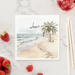 Tropical Aloha Beach Coconuts Palm Tree Napkin