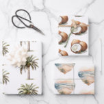 Tropical Aloha Beach Coconuts Palm Tree Wedding Wrapping Paper Sheet<br><div class="desc">Tropical Aloha Beach Coconuts Palm Tree wedding bridal shower</div>