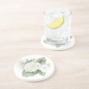 Tropical Aloha Beach Hydrangea Floral Wedding Coaster