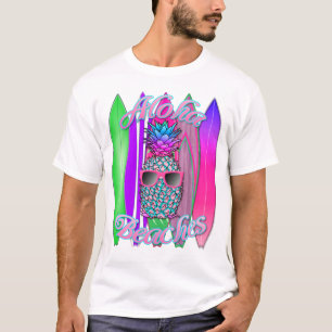 Tropical Aloha Beaches Fun Surfing Pineapple T-Shirt