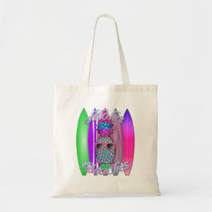 Tropical Aloha Beaches Fun Surfing Pineapple Tote Bag
