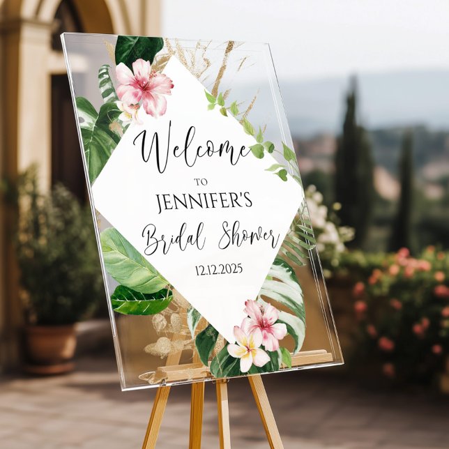 Tropical aloha bridal shower welcome acrylic sign (Creator Uploaded)
