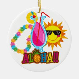 Tropical ALOHA Cocktail - SRF Ceramic Tree Decoration