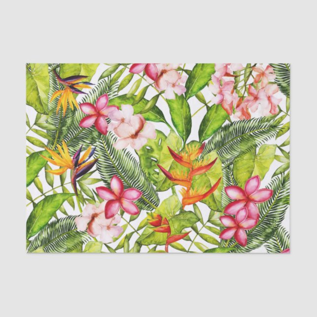 Tropical Aloha  Exotic Jungle Flowers Tissue Paper (Front)