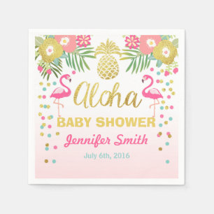 Tropical Aloha Flamingo Baby Shower Paper Napkin