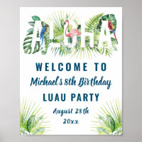 Tropical Aloha Flamingo Luau Birthday Welcome