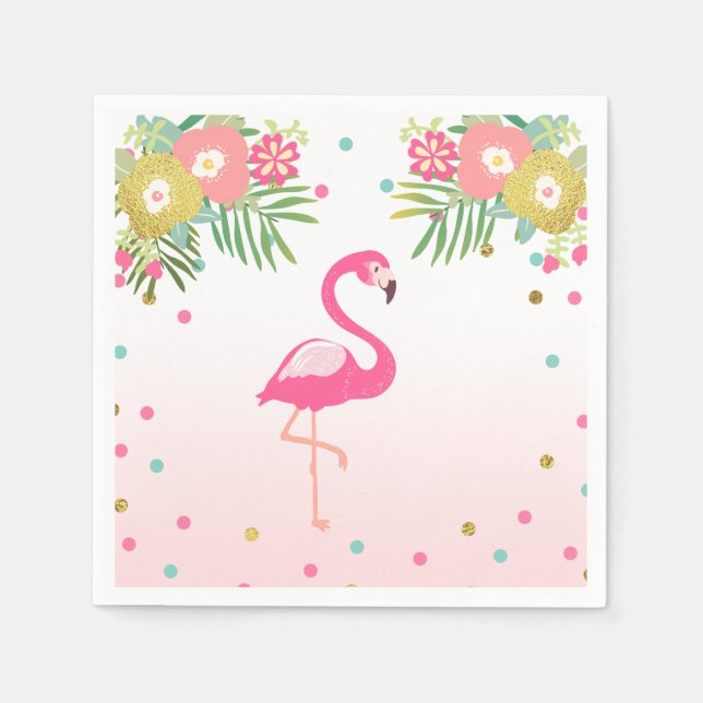 Tropical Aloha Flamingo Paper Napkins Birthday (Front)
