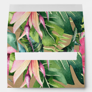Tropical Aloha Floral Luau Summer Leaves Kraft Envelope