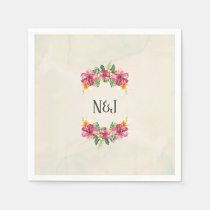 Tropical Aloha Flowers Floral Botanical Luau Party Napkin