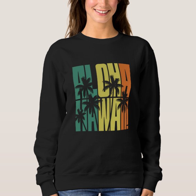 Tropical Aloha Hawaii Sunset Palm Trees Sweatshirt (Front)