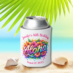 Tropical Aloha Hawaiian Birthday Luau Party Can Co Cooler