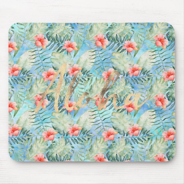 Tropical Aloha Hibiscus Floral Mouse Mat (Front)