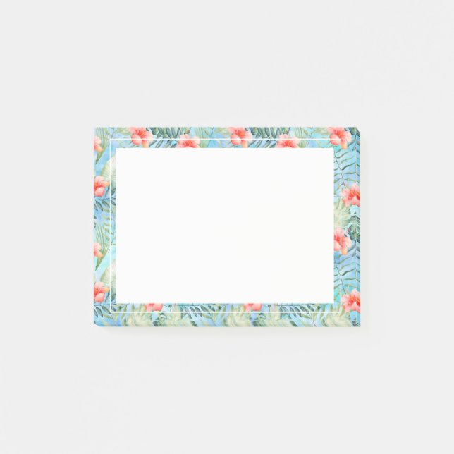Tropical Aloha Hibiscus Floral Post-it Notes (Front)