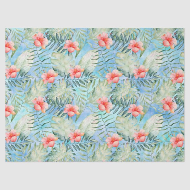 Tropical Aloha Hibiscus Floral Tissue Paper (Front)