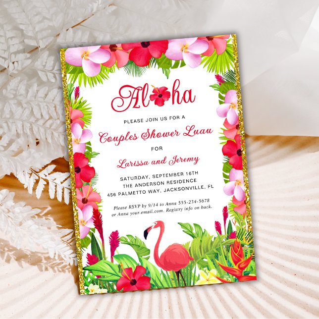 Tropical Aloha Luau Couples Wedding Shower  Invitation (Creator Uploaded)