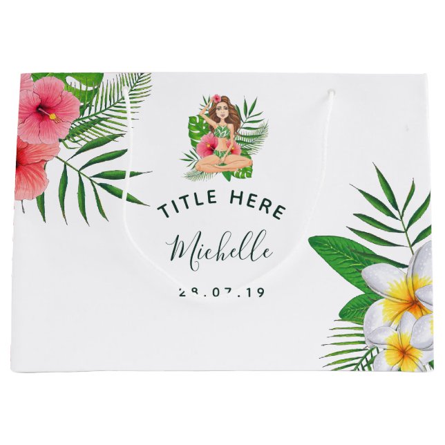 Tropical Aloha Luau Wedding Favour Large Gift Bag (Front)