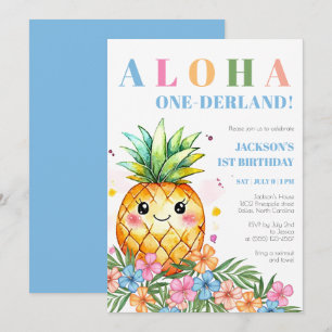 Tropical Aloha Onederland Pineapple 1st Birthday Invitation