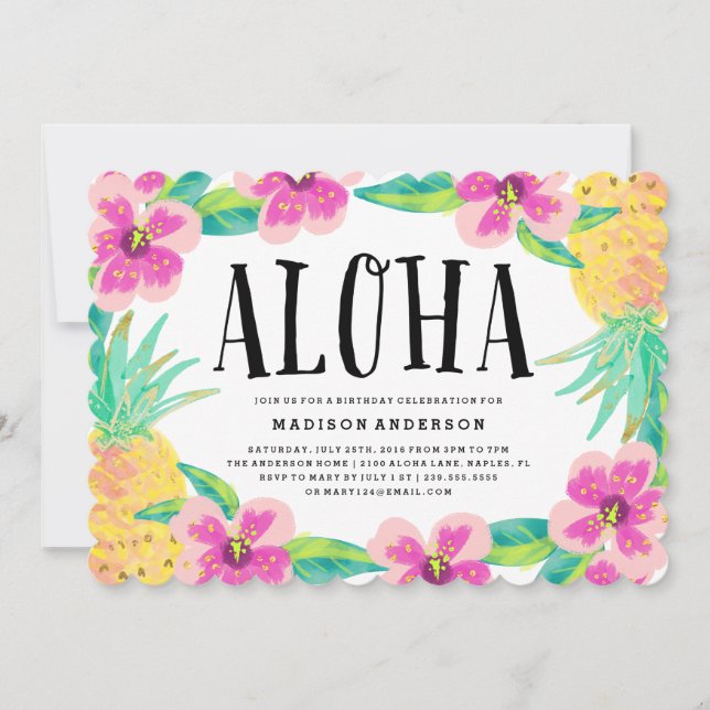 Tropical Aloha Party Invitation (Front)