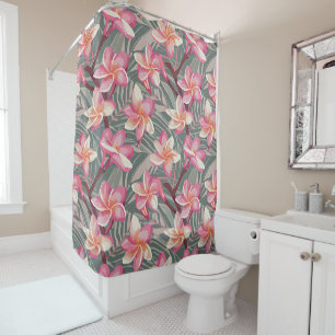 Tropical aloha pattern shower curtain