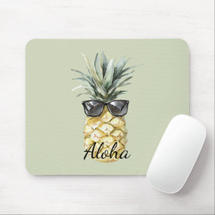 Tropical Aloha Pineapple with Sunglasses Mouse Mat
