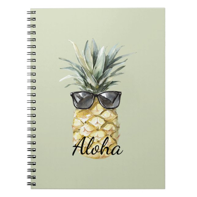 Tropical Aloha Pineapple with Sunglasses Notebook (Front)