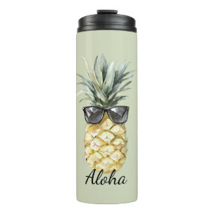 Tropical Aloha Pineapple with Sunglasses Thermal Tumbler