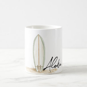 Tropical Aloha Surf Board Coffee Mug