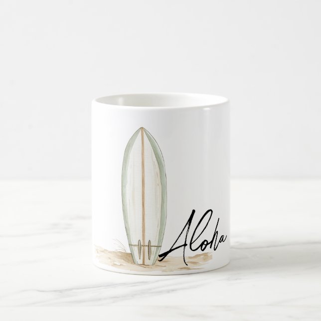 Tropical Aloha Surf Board Coffee Mug (Center)