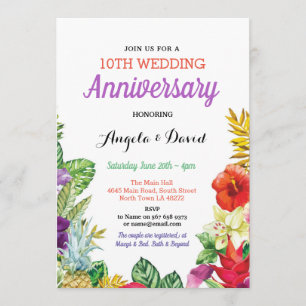 Tropical Aloha Wedding Floral Anniversary Invite