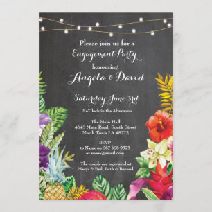 Tropical Aloha Wedding Floral Engagement Invite