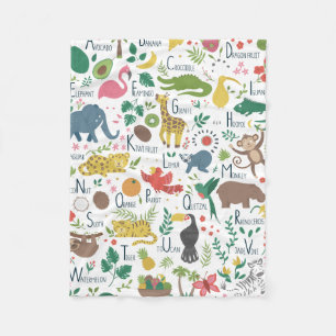 Tropical Alphabet for Children Fleece Blanket