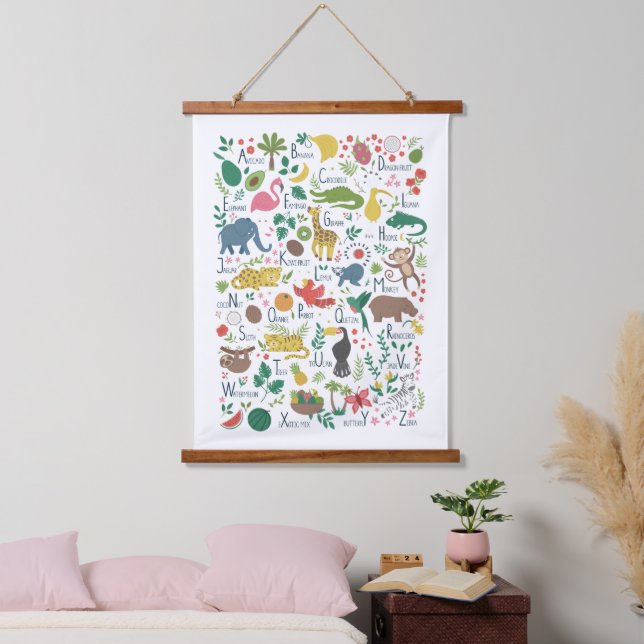 Tropical Alphabet for Children Hanging Tapestry (Bedroom)