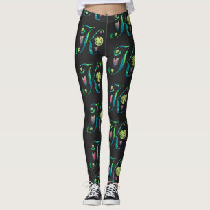 Tropical Alphabet: K on Black Leggings