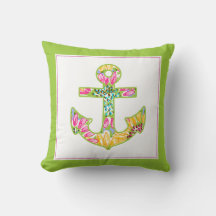 Tropical Anchor Throw Pillow