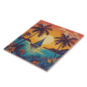 Tropical and Hawaiian art tile