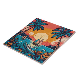 Tropical and Hawaiian art tile