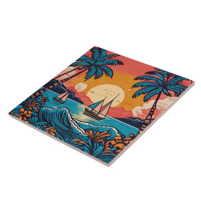 Tropical and Hawaiian art tile (Side)