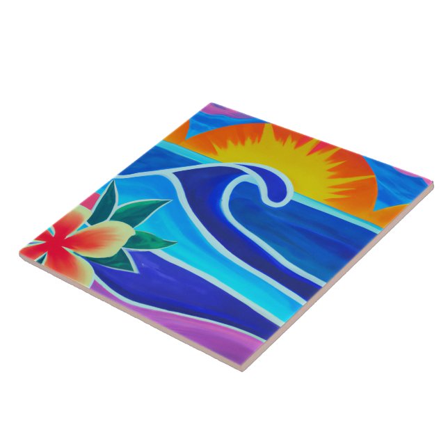 Tropical and Hawaiian art tile (Side)