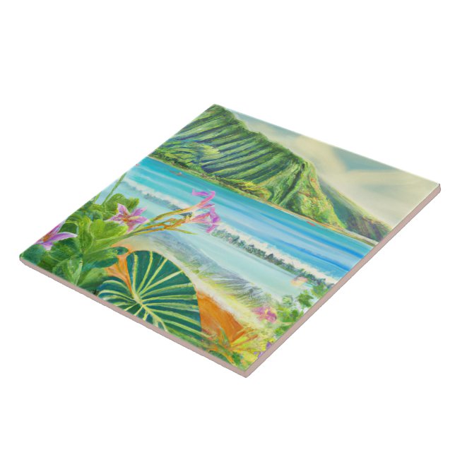 Tropical and Hawaiian art tile (Side)