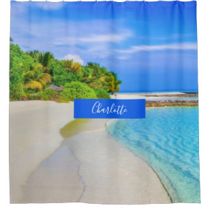Tropical and Ocean Beach Family Shower Curtain