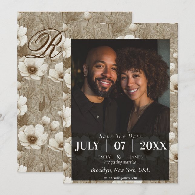 Tropical Anemone Countryside Wedding Save the Date (Front/Back)