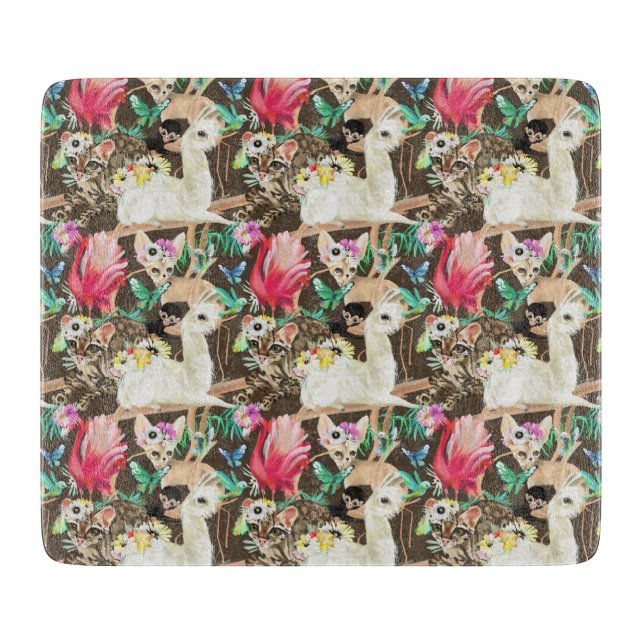 Tropical Animal Pattern Cutting Board (Front)
