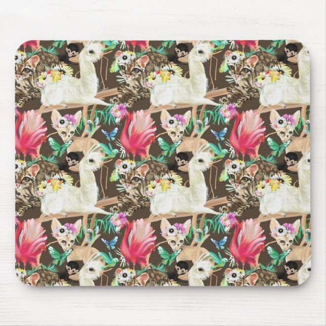 Tropical Animal Pattern Mouse Mat (Front)