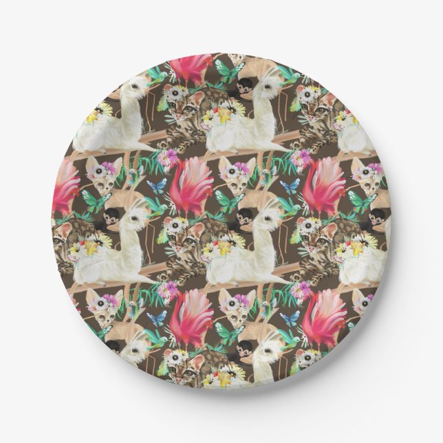 Tropical Animal Pattern Paper Plate (Front)