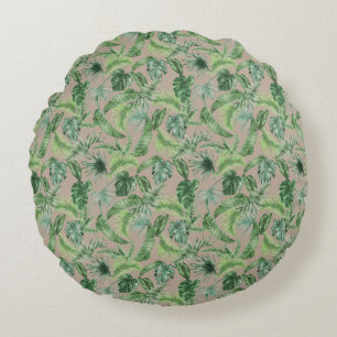 Tropical Animal Print &Greenery Series Design 10 Round Cushion