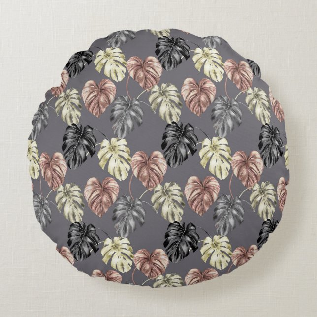 Tropical Animal Print &Greenery Series Design 36  Round Cushion (Front)