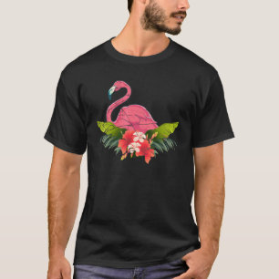 Tropical Animal Zoo Bird Exotic Flowers Pink Flami T-Shirt